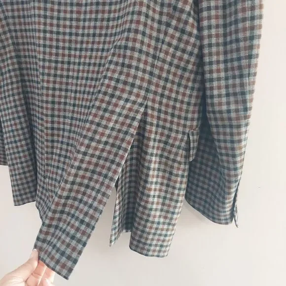 Burberry Gray, Brown, Black Plaid Blazer Jacket Cashmere Blend Sz 40 REG - Picture 9 of 16
